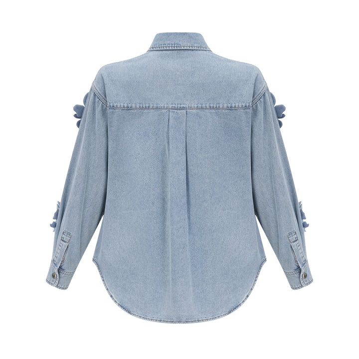Armelle Çiçek Aplikeli Denim Gömlek