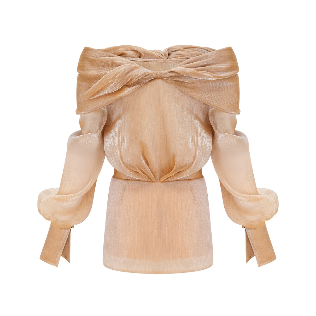 Adelina Altın Kristal Süslemeli Panelli Mini Elbise