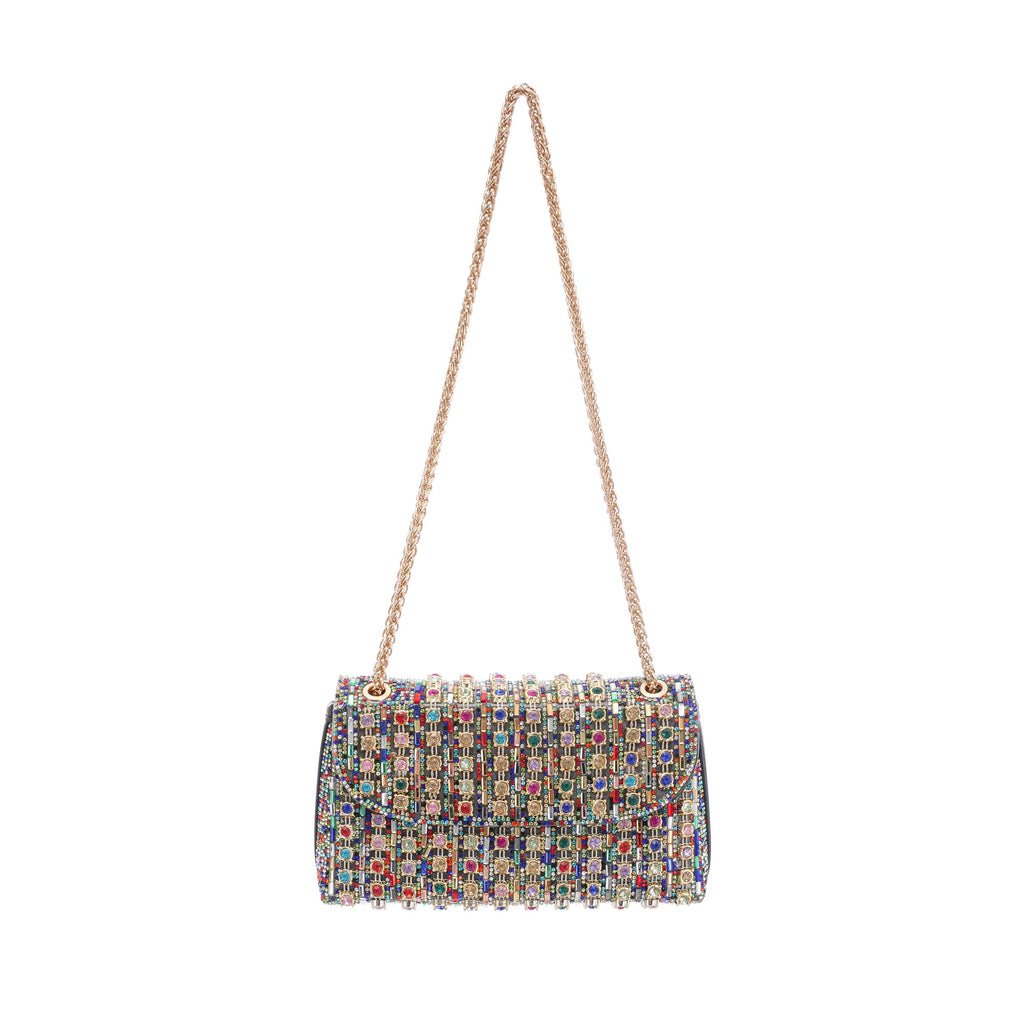 Yeşim Taşı Kristal Süslemeli Omuz Çantası