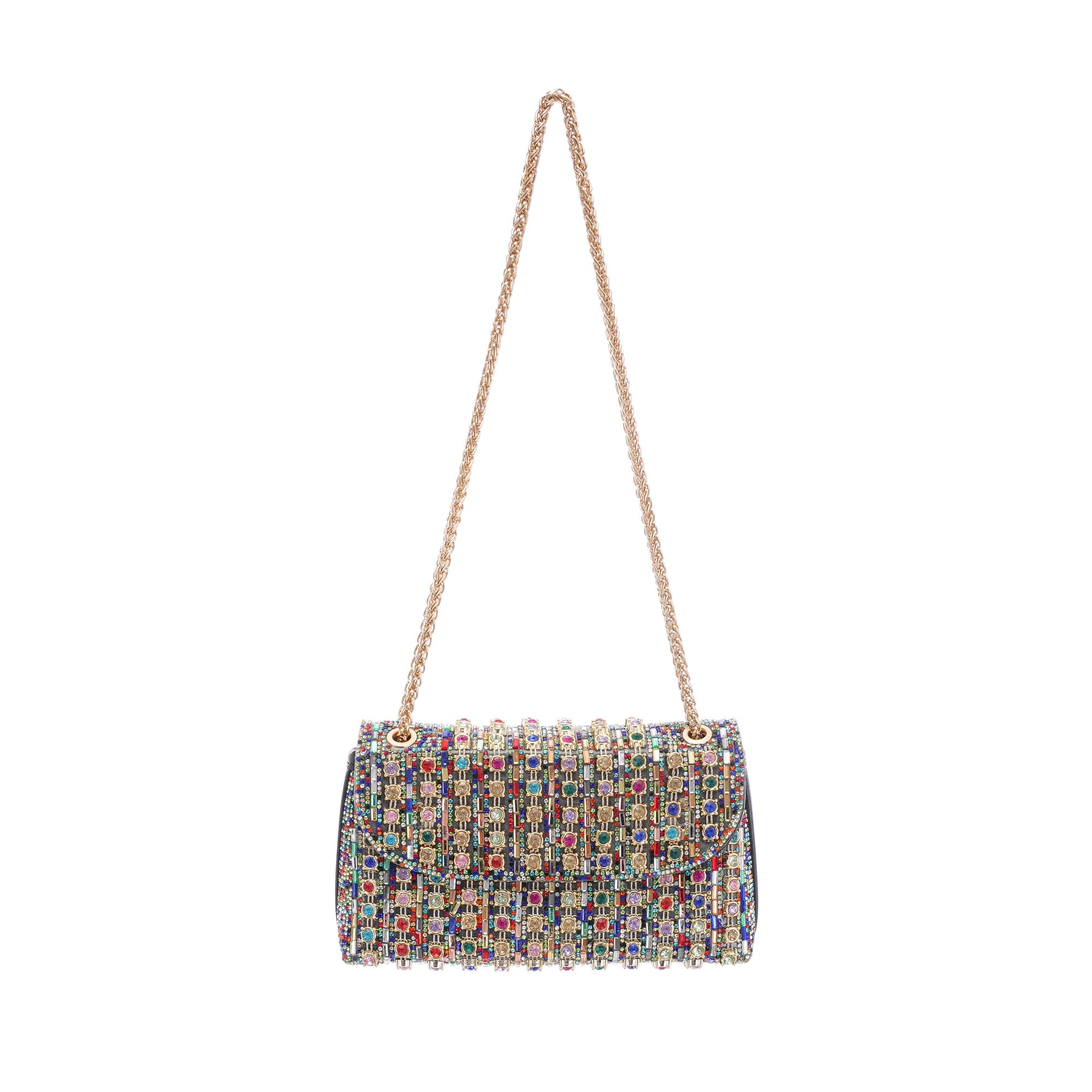 Yeşim Taşı Kristal Süslemeli Omuz Çantası