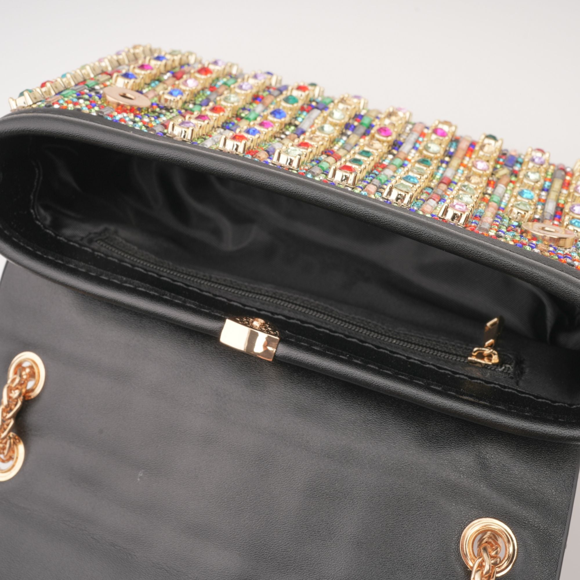 Yeşim Taşı Kristal Süslemeli Omuz Çantası