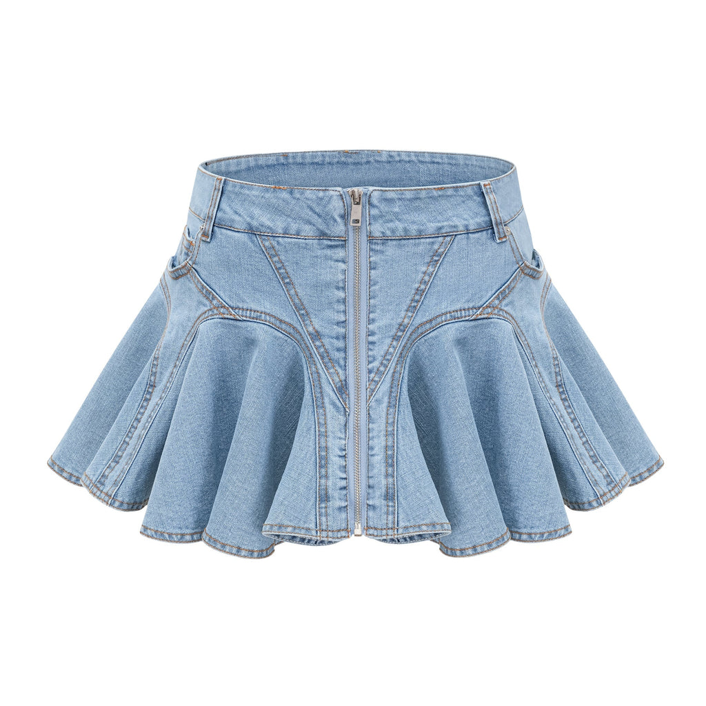 Capucine Denim Etek Kısmı Farbalalı Etek