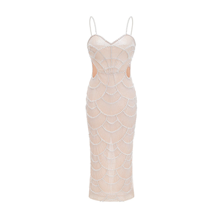 Shiema Suni İnci Pullu Midi Elbise