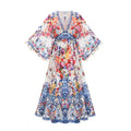 Merle Bantlı Beli Çiçekli Boho Elbise