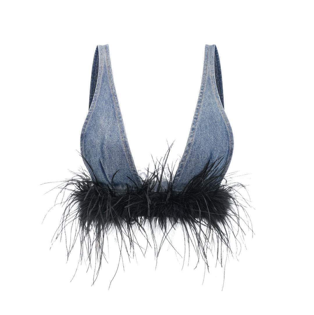Milia Tüylü Denim Üst Ve Etek Uyumlu Set