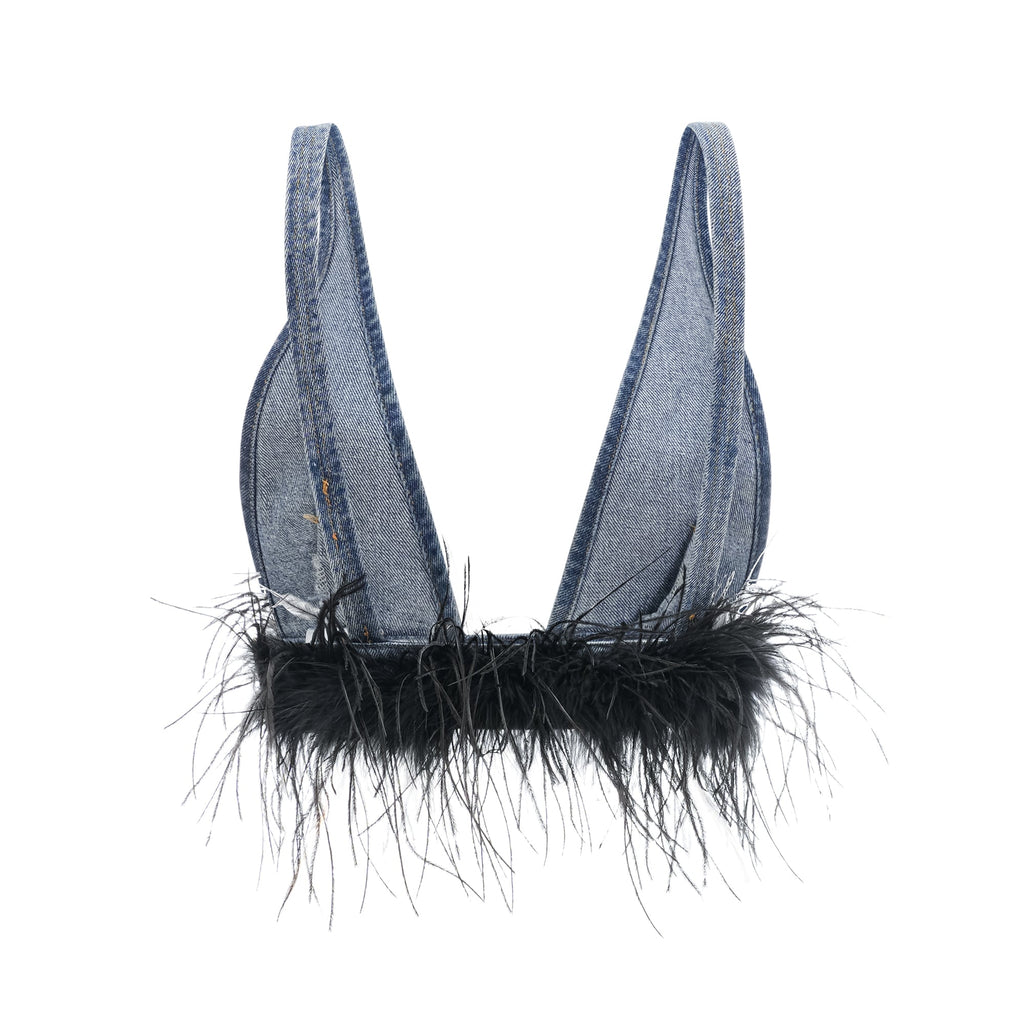 Milia Tüylü Denim Üst Ve Etek Uyumlu Set