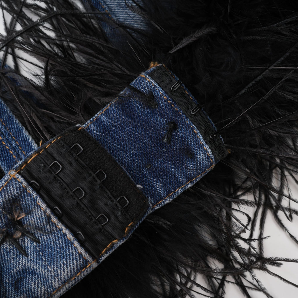 Milia Tüylü Denim Üst Ve Etek Uyumlu Set