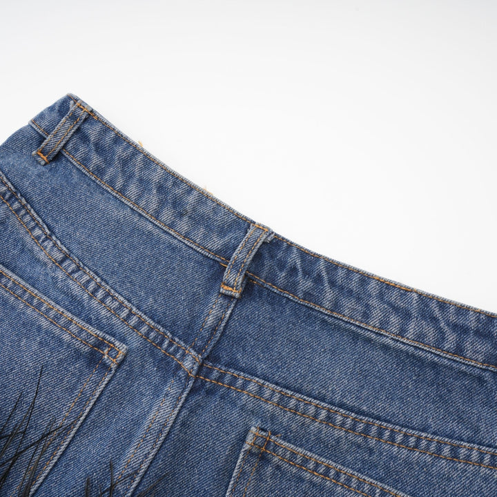 Milia Tüylü Denim Üst Ve Etek Uyumlu Set