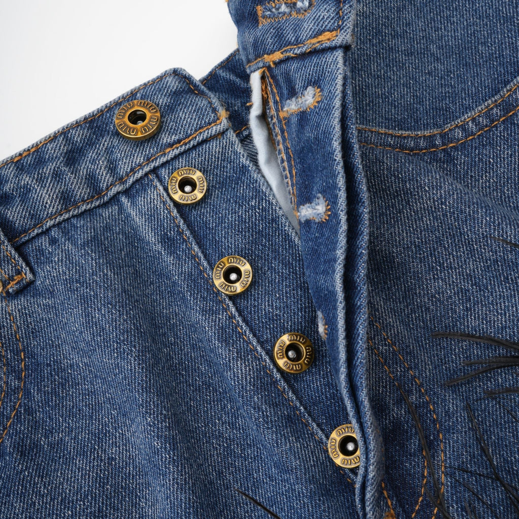 Milia Tüylü Denim Üst Ve Etek Uyumlu Set