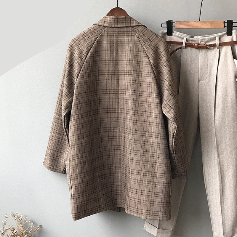 Vintage Ekose Blazer Ceket