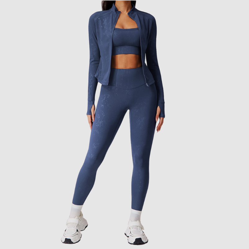 Yüksek Yakalı Dokulu Fermuarlı Spor Hırka