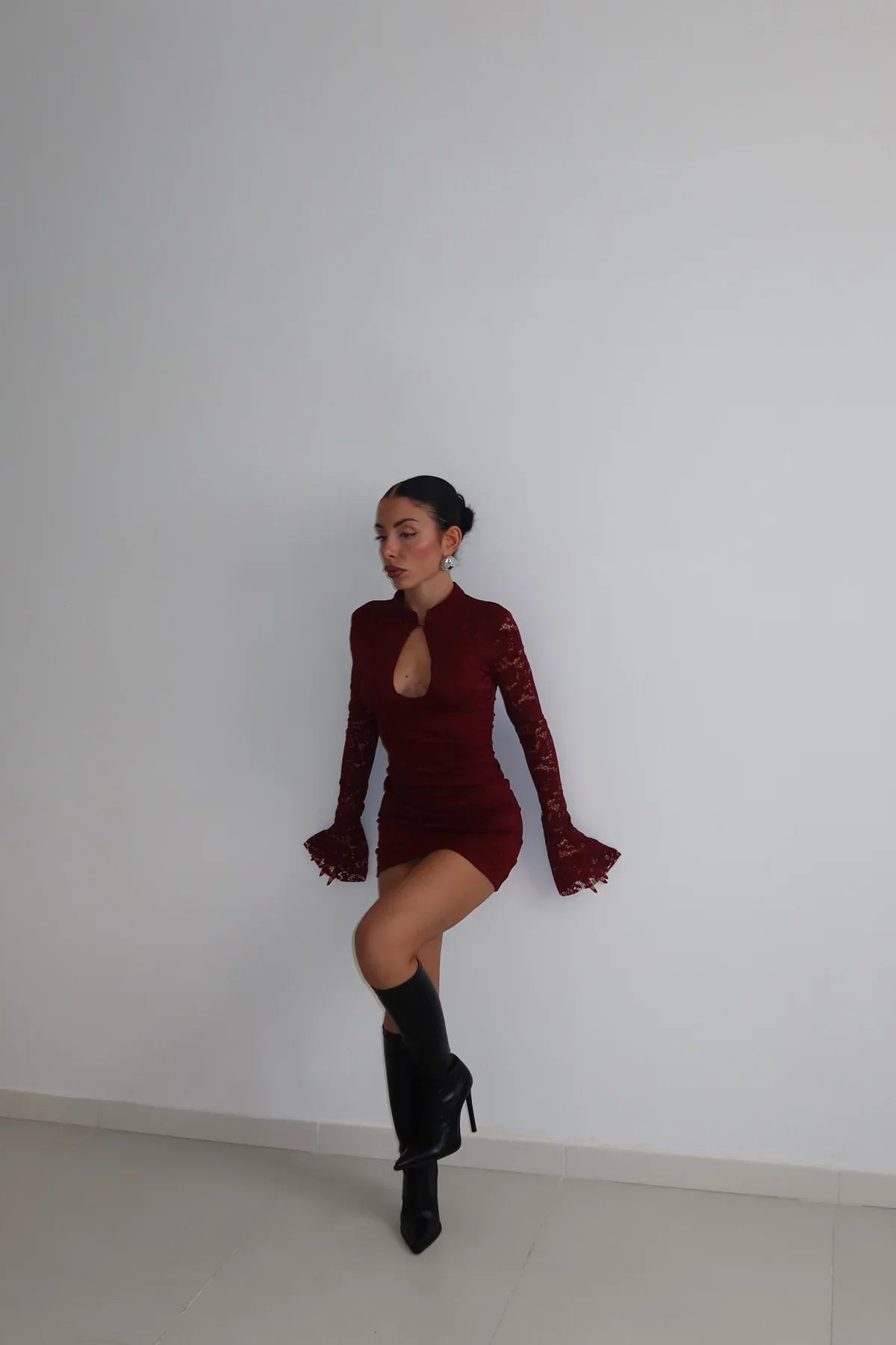 Mirelle Dantel Göğüs Detay Mini Elbise