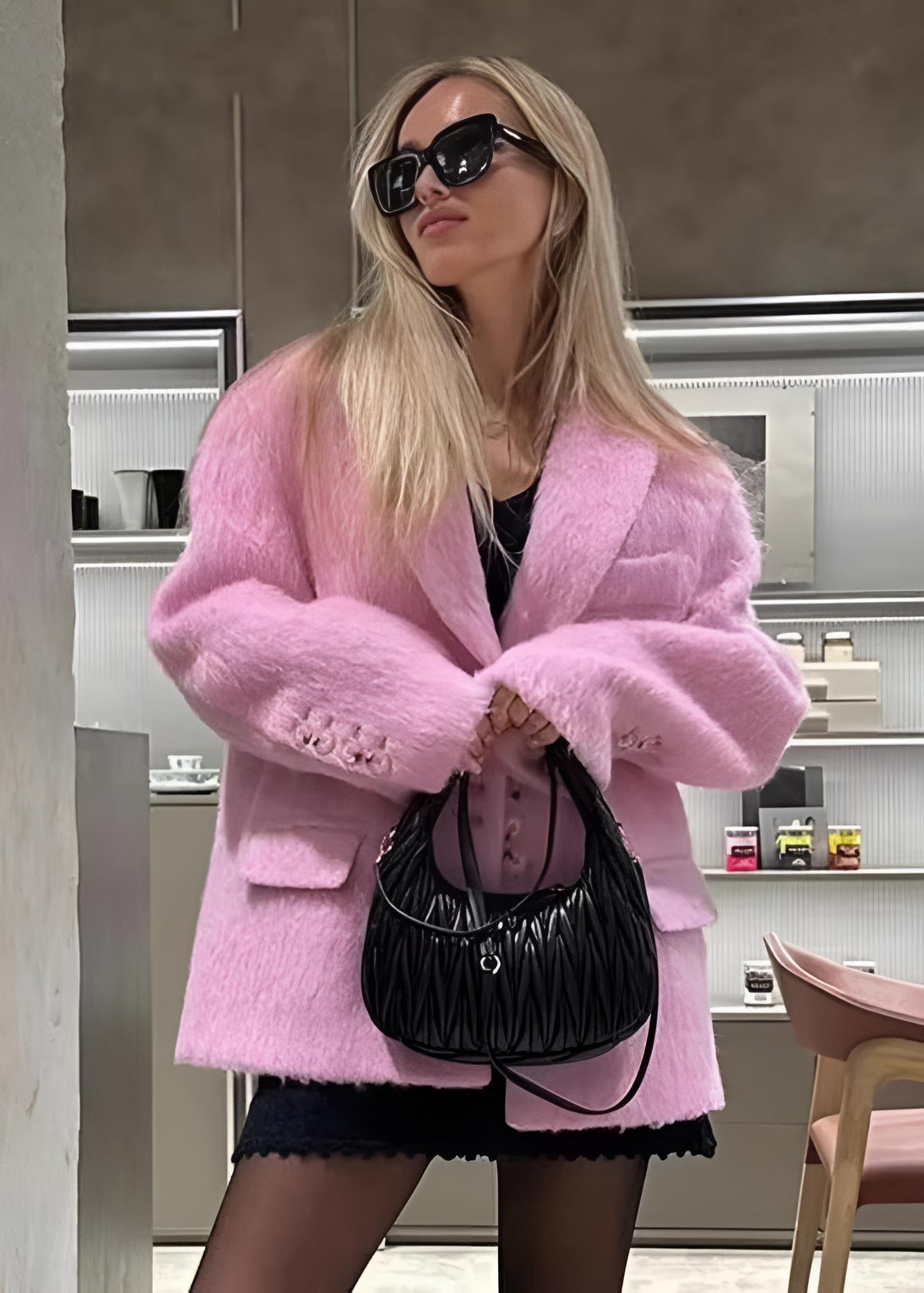 Bella Oversize Yün Dokulu Blazer Ceket