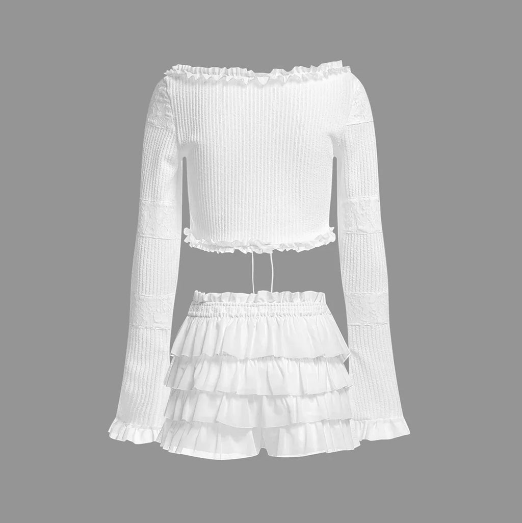 Angel Energy Fırfırlı Şortlu Üst İki Parçalı Takım