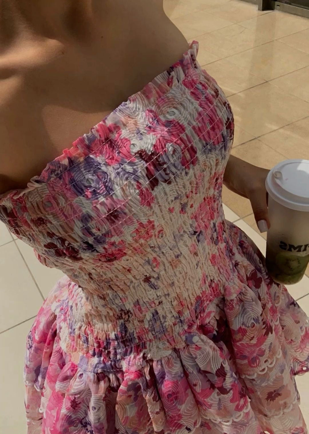 Imara Straplez Çiçekli Elbise