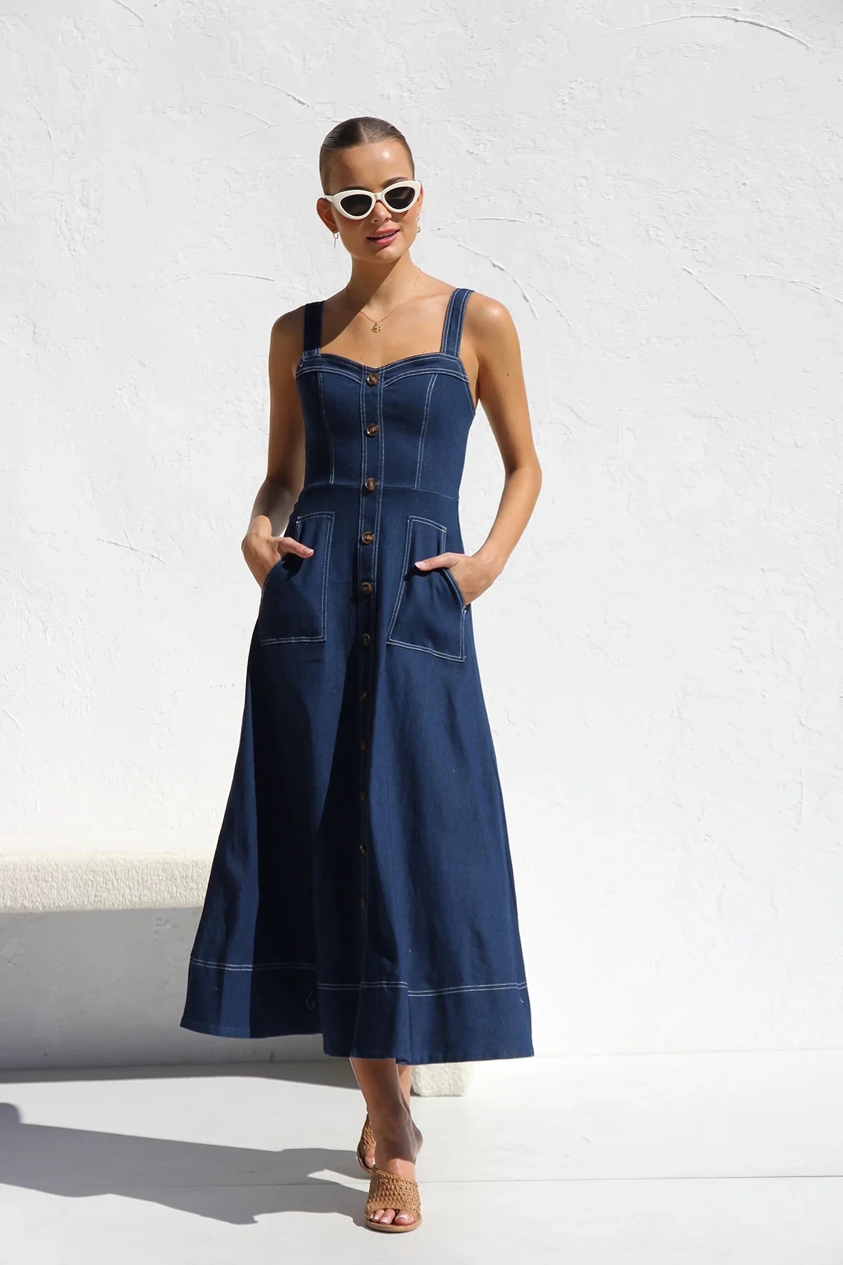 Heavenly Denim Maxi Elbise