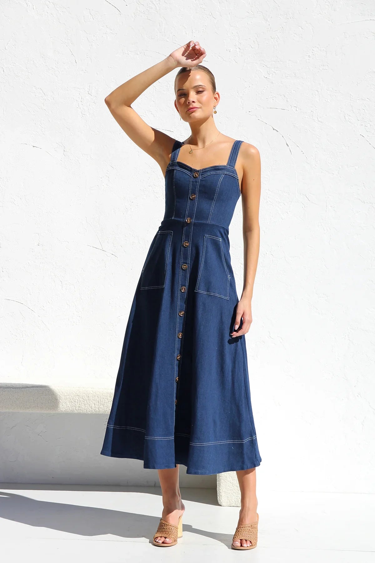 Heavenly Denim Maxi Elbise