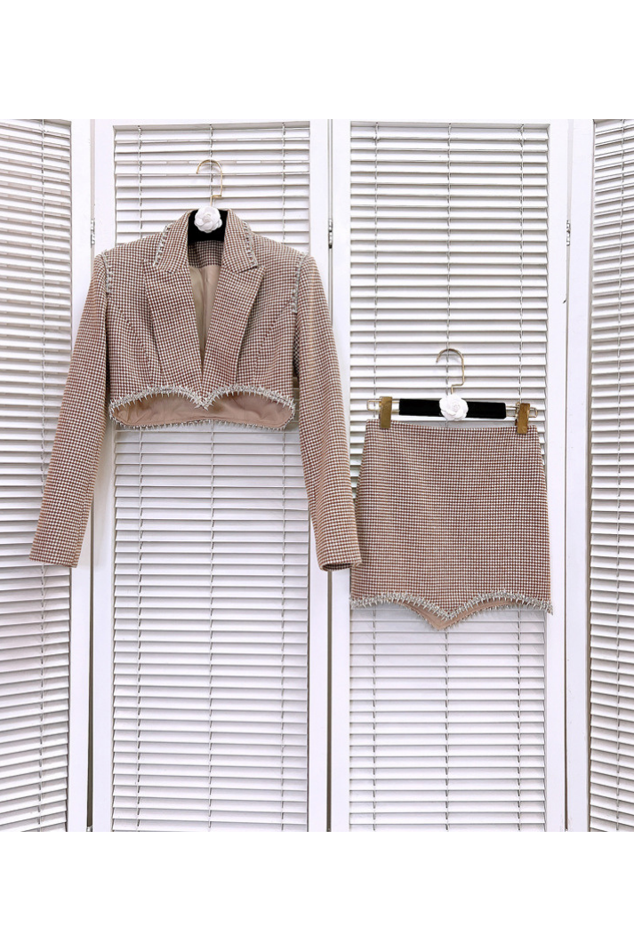 Lordy Ekoseli Asimetrik Ceket & Etek Takım