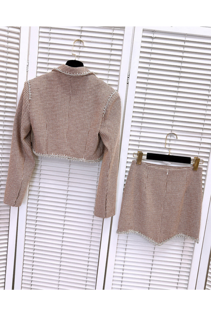 Lordy Ekoseli Asimetrik Ceket & Etek Takım