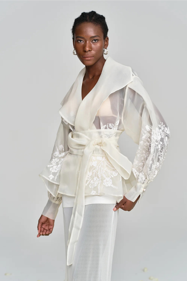 Soleil Çiçek Nakışlı Organze Ceket