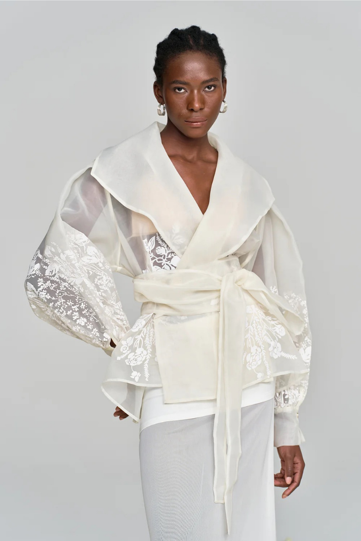 Soleil Çiçek Nakışlı Organze Ceket