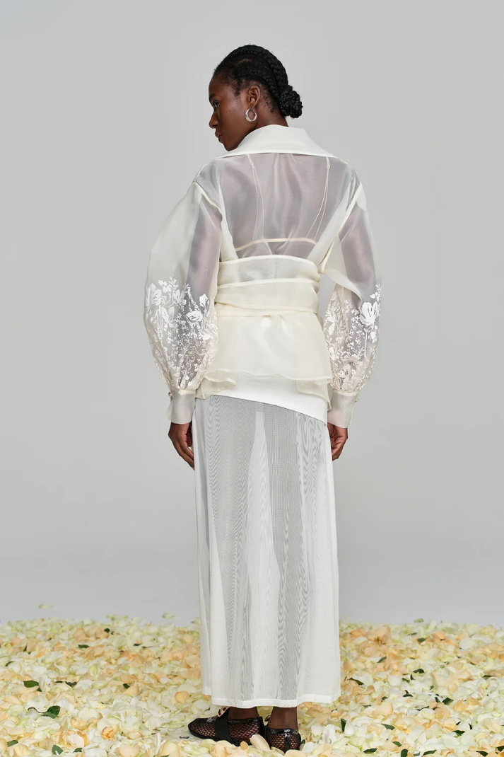 Soleil Çiçek Nakışlı Organze Ceket