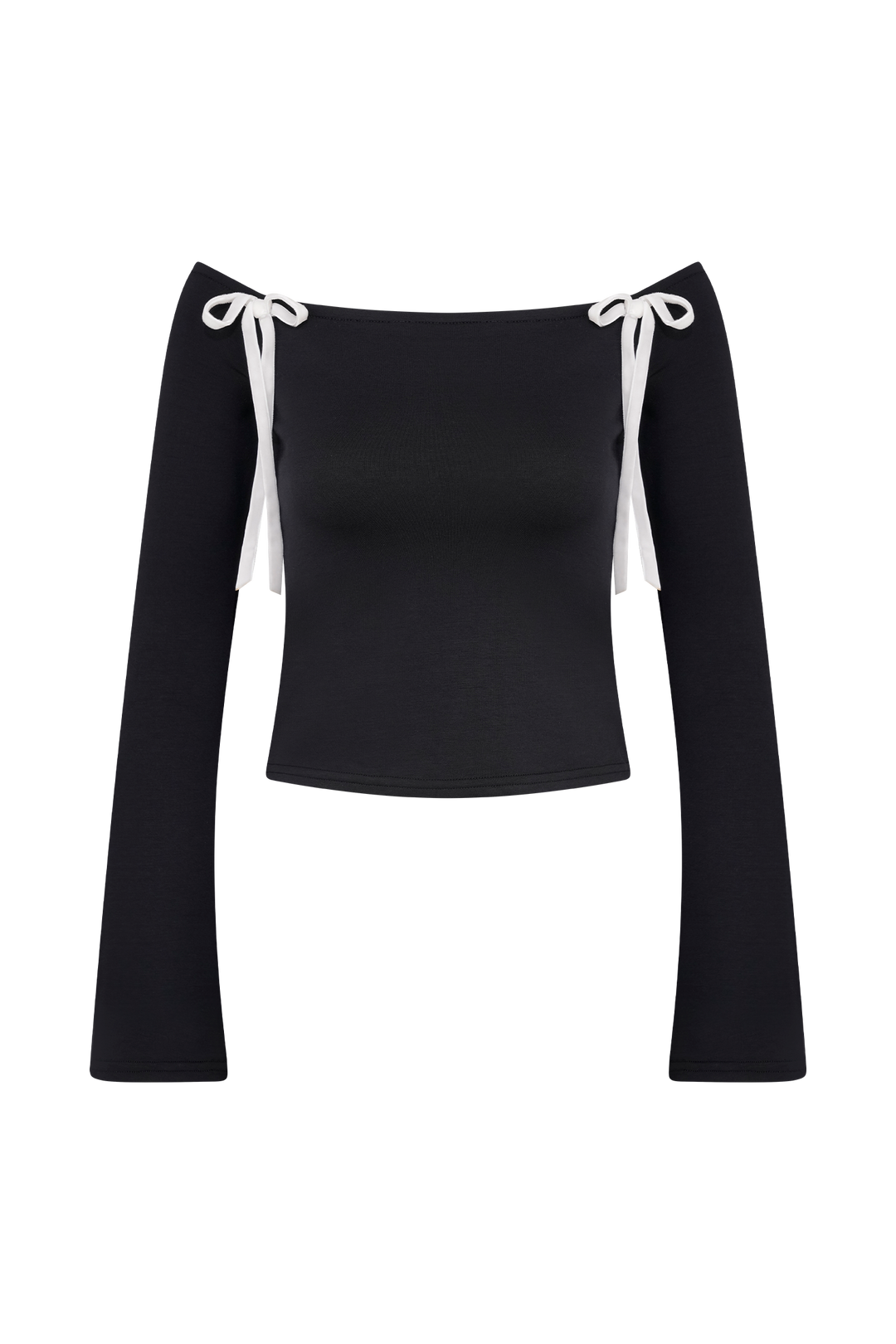 Marlene Scuba Jersey Kontrast Üst - Siyah/Beyaz