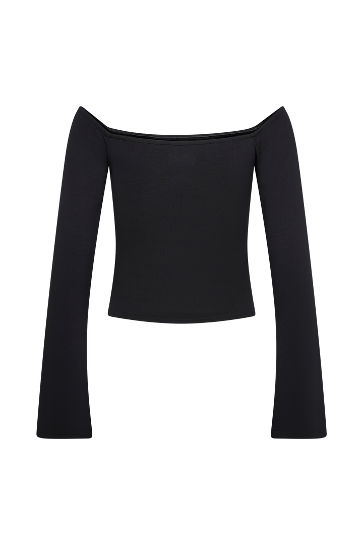 Marlene Scuba Jersey Kontrast Üst - Siyah/Beyaz