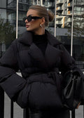Luxura Kapitone Kuşaklı Puffer Mont