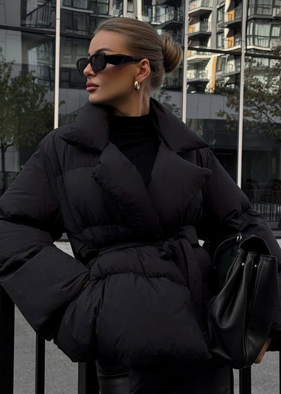 Luxura Kapitone Kuşaklı Puffer Mont