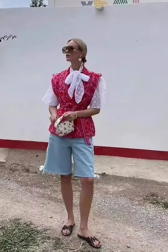 Mariolia Baskılı Kuşaklı Yelek