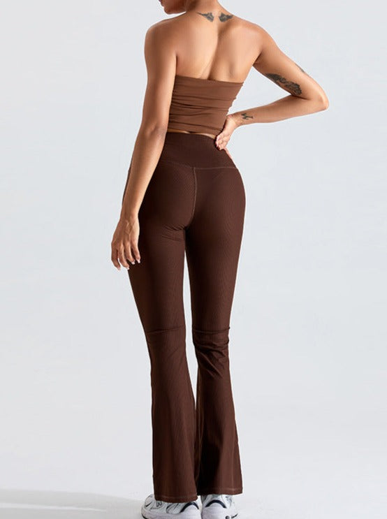 Kahverengi Göğüs Sargılı Slim Fitting Tüp Üst - Riosso