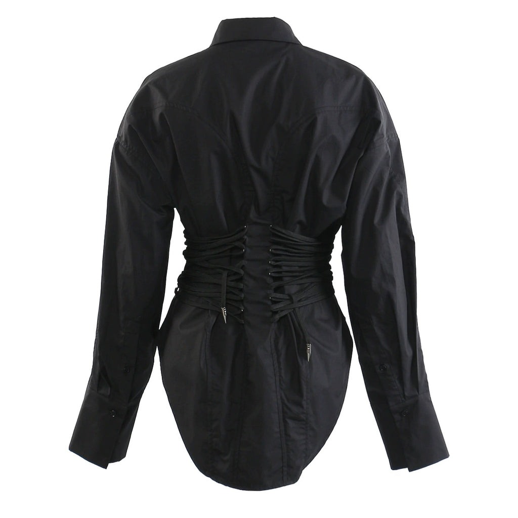 Bérénice Beyaz Kavisli Dantel Detaylı Gömlek