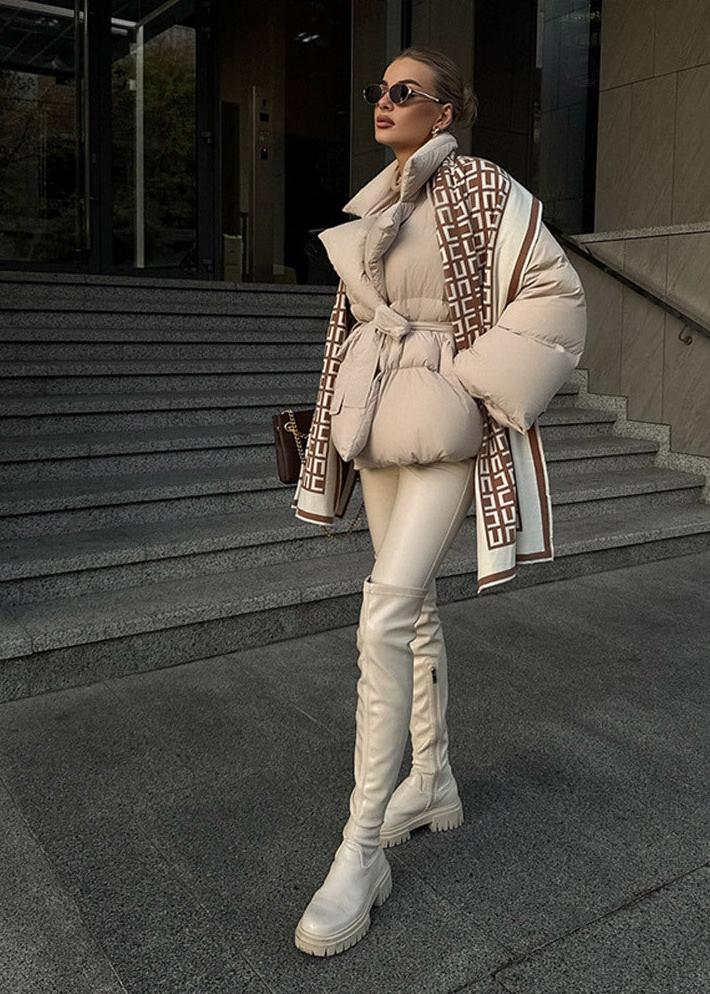 Luxura Kapitone Kuşaklı Puffer Mont