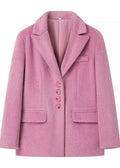 Bella Oversize Yün Dokulu Blazer Ceket