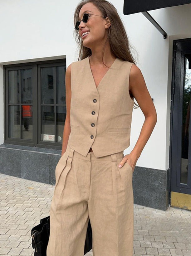 Düğmeli Yelek ve Pantolon Takımı - Riosso