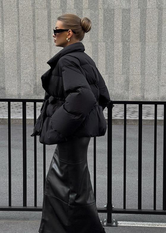 Luxura Kapitone Kuşaklı Puffer Mont