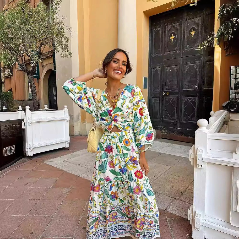 Fener Kol Baskılı Elbise