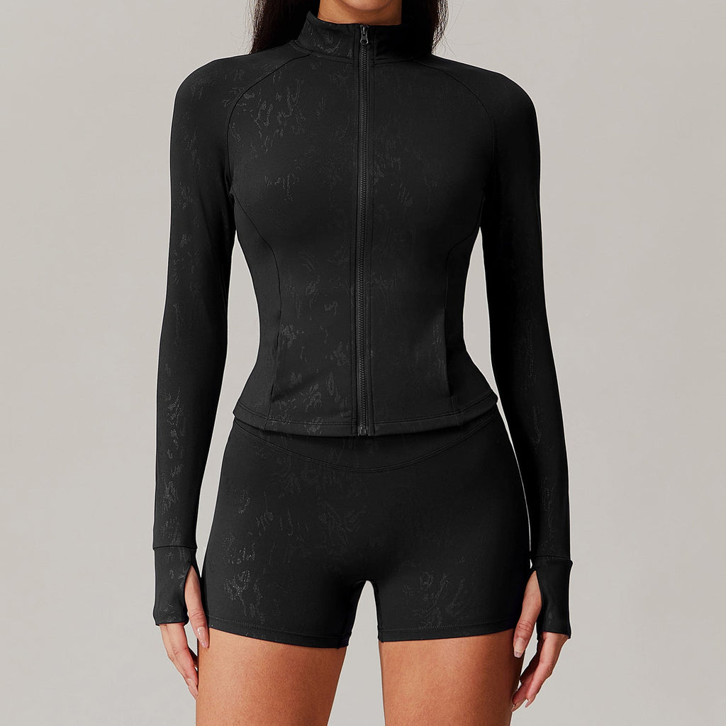 Yüksek Yakalı Dokulu Fermuarlı Spor Hırka