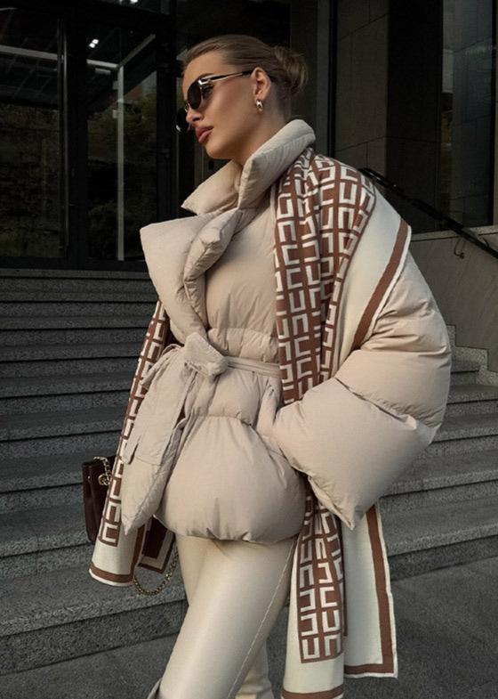 Luxura Kapitone Kuşaklı Puffer Mont