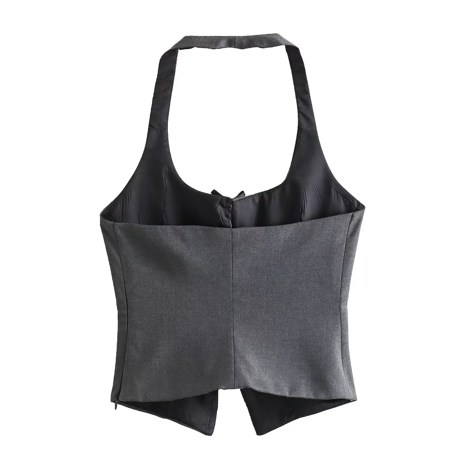 Chaya Fiyonk Süslemeli Halter Crop Bluz