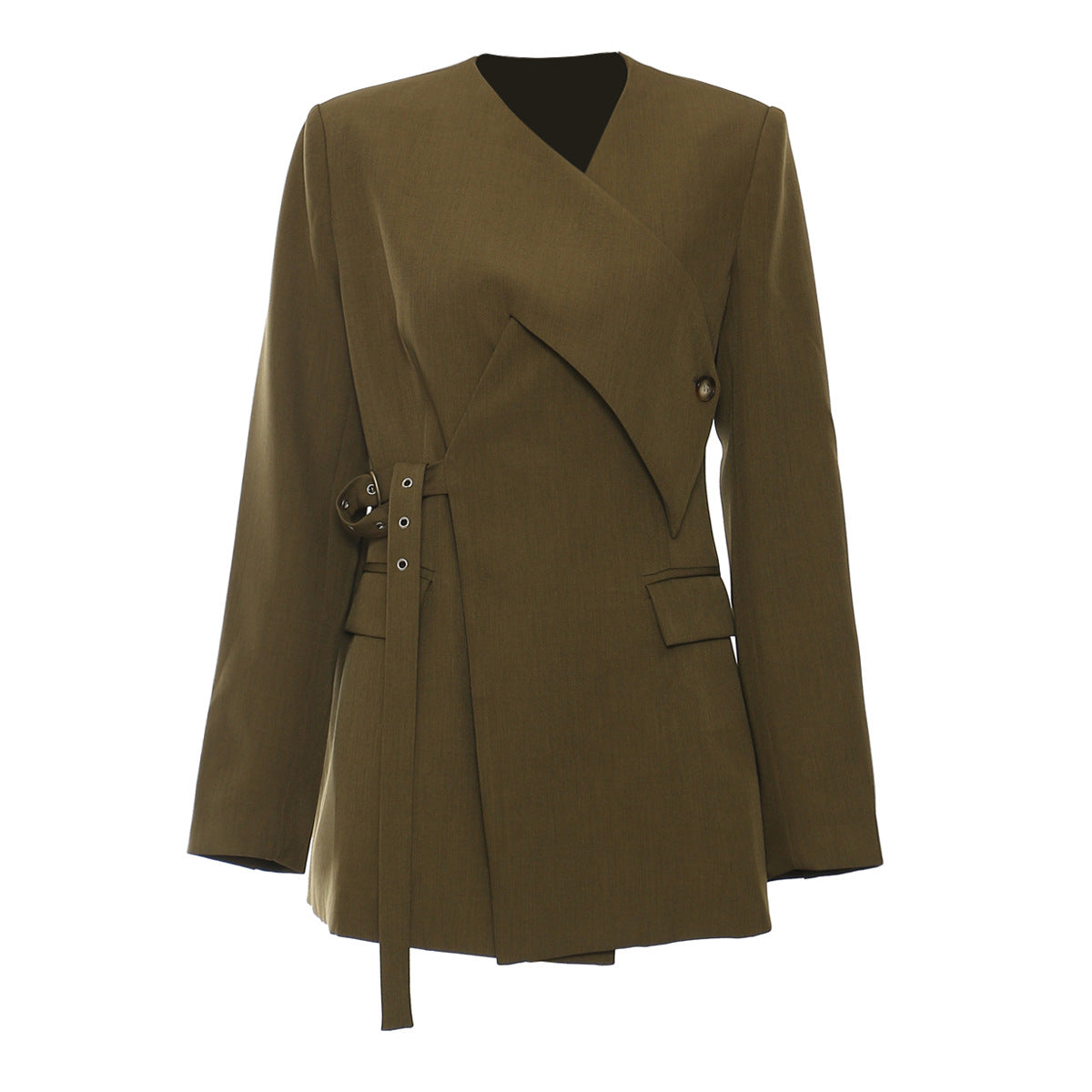 Kruvaze Yaka Kemer Detaylı Premium Ceket