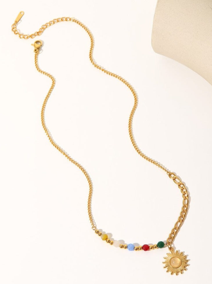 Opal Doğal Taşlı Güneş Kolye