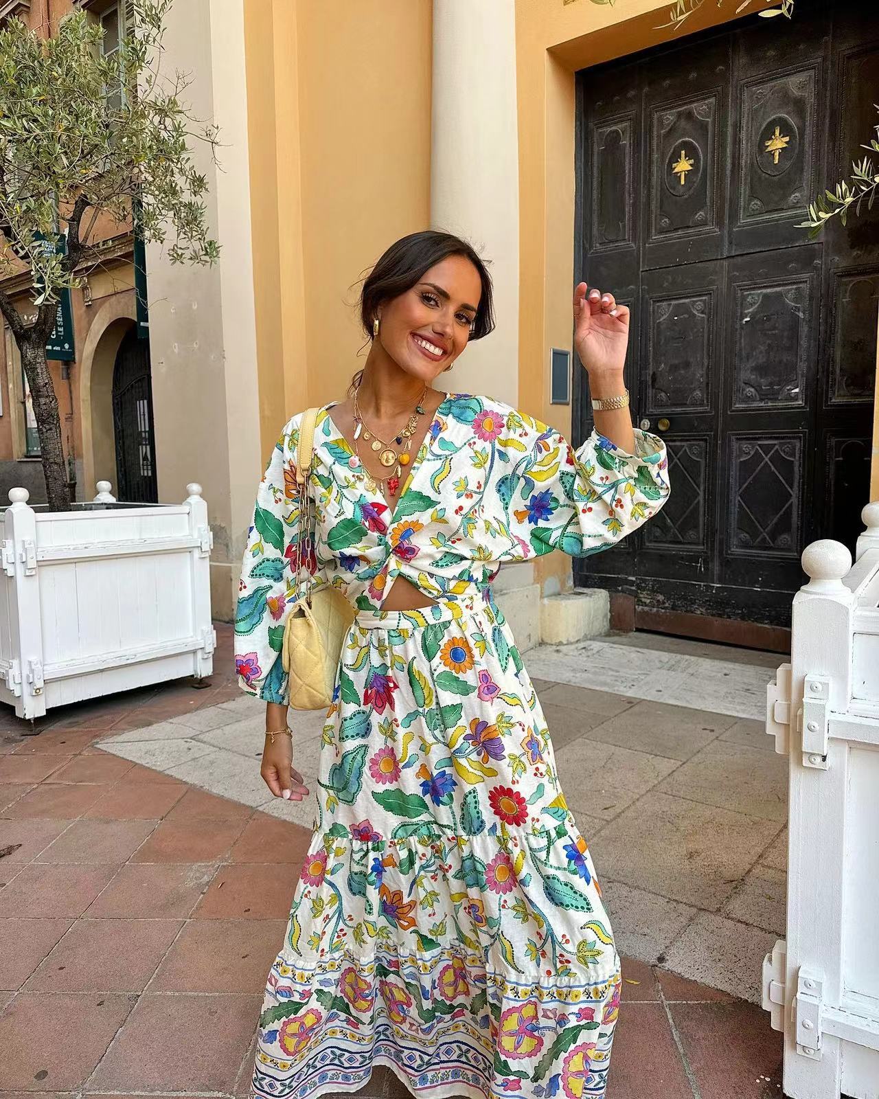 Fener Kol Baskılı Elbise