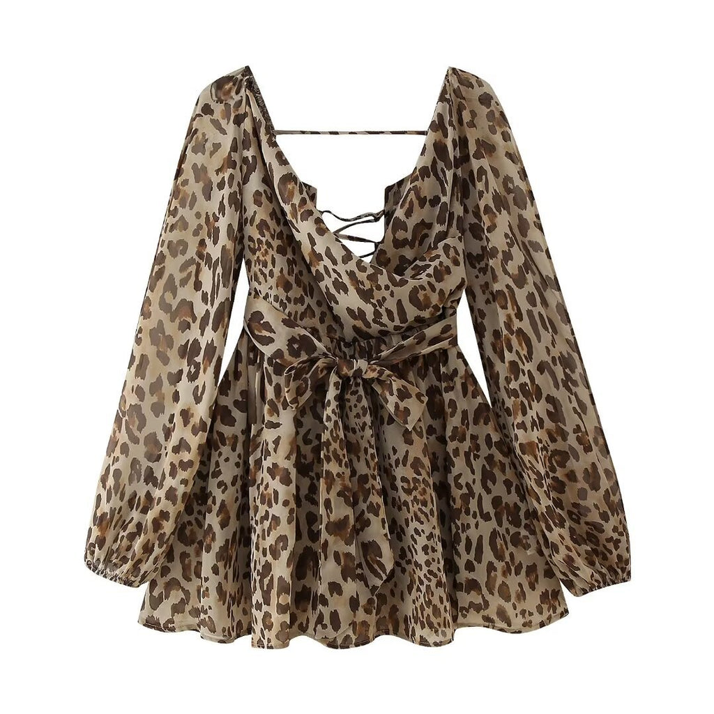 Uzun Kol Detaylı Volanlı Mini Elbise