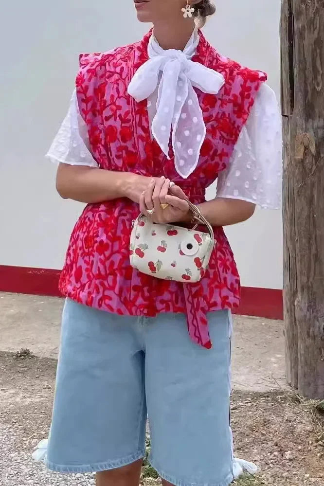 Mariolia Baskılı Kuşaklı Yelek