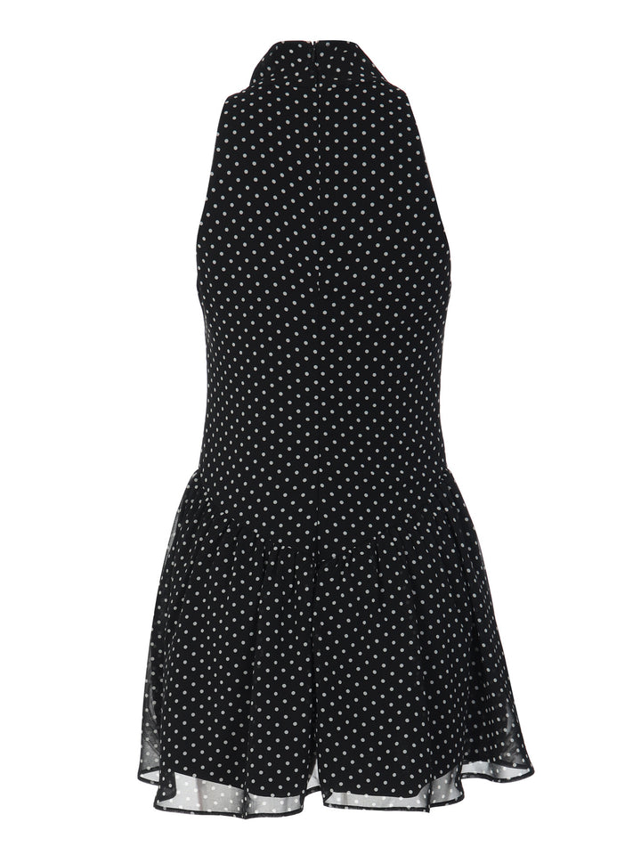 KITTIE LACE PLEAT DRESS - BLACK DOT