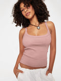Pembe Örme Kaşkorse Kolsuz Crop - Riosso