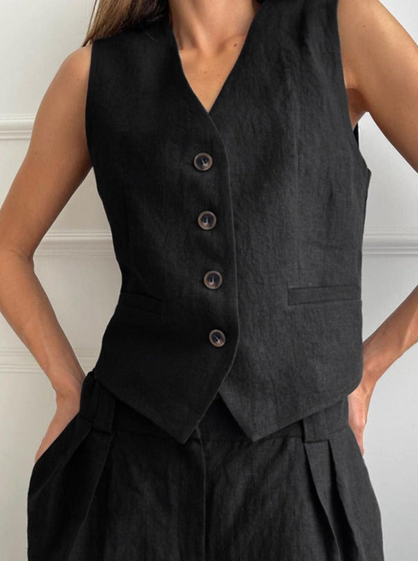 Düğmeli Yelek ve Pantolon Takımı - Riosso