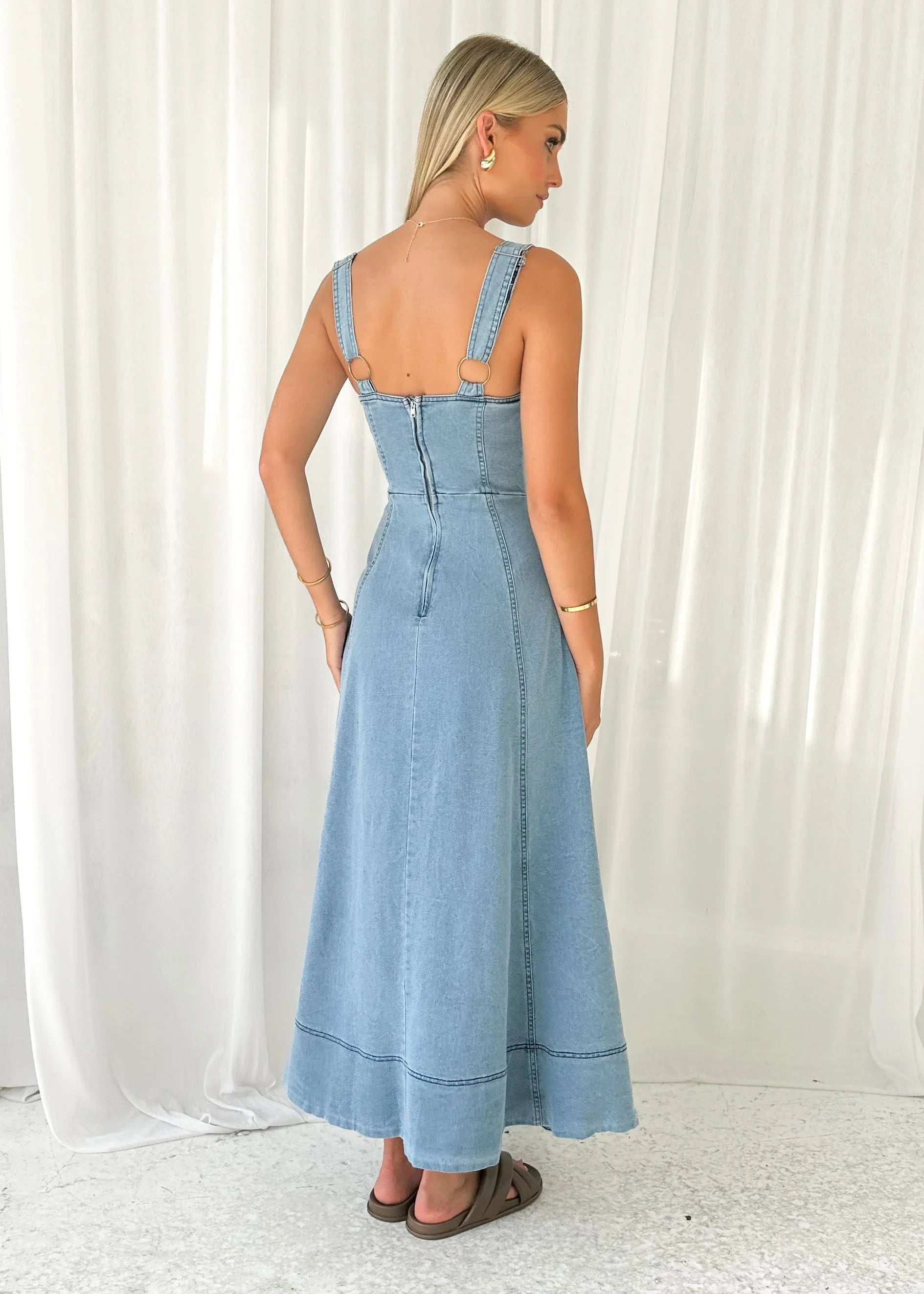 Heavenly Denim Maxi Elbise